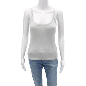 Set Women Active Tank Top Gray Nylon Scoop Neck Sleeveless Size S